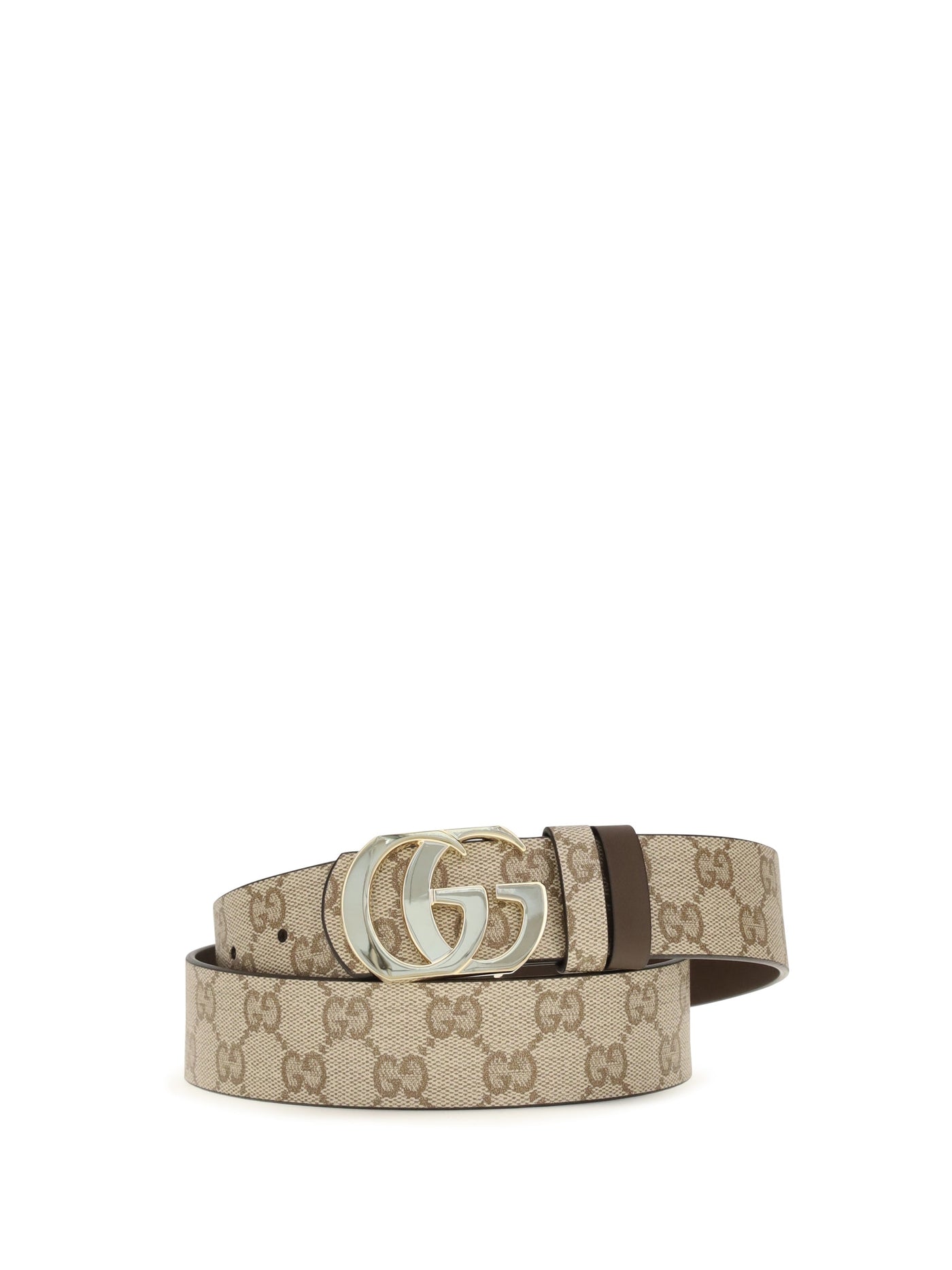 Gucci Gg Monogram Leather Belt — Beige Calf