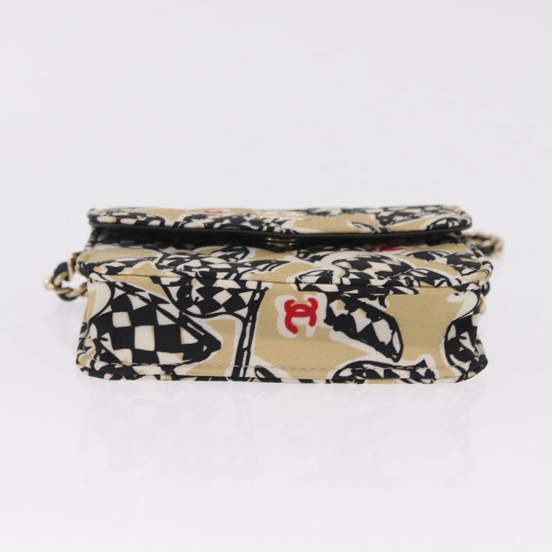 Chanel Flap Card Holder On Chain Quilted Printed Canvas Multicolour Bag