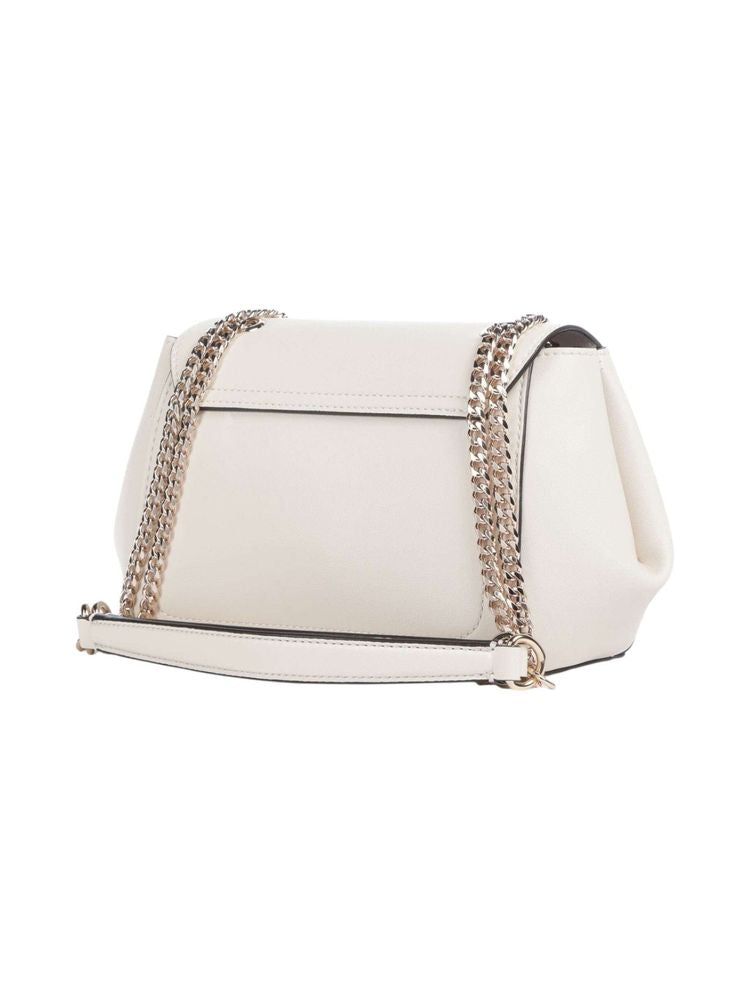 Guess Convertible Flap Crossbody Bag — White Polyurethane
