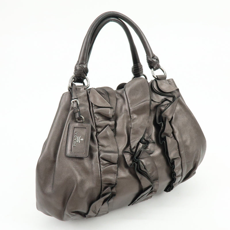Prada Ruffle Hobo Nappa Leather Brown