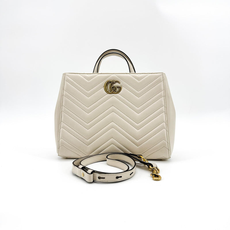 Gucci Gg Marmont Matelasse Leather Beige Calfskin Bag