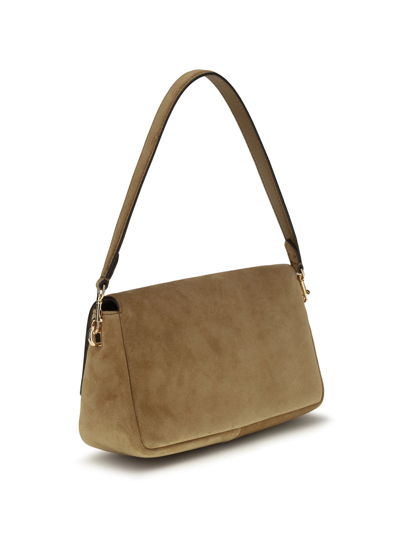 Tory Burch Suede Shoulder Bag — Beige Chamois Leather