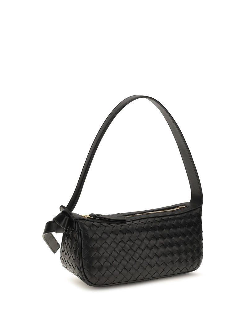 Bottega Veneta Intrecciato Shoulder Bag — Black Calf Leather