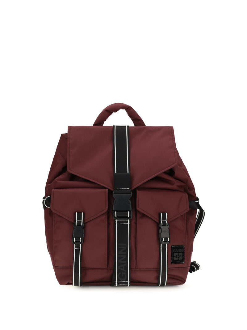 Ganni Re-Tech Backpack — Red Recycled Polyamide