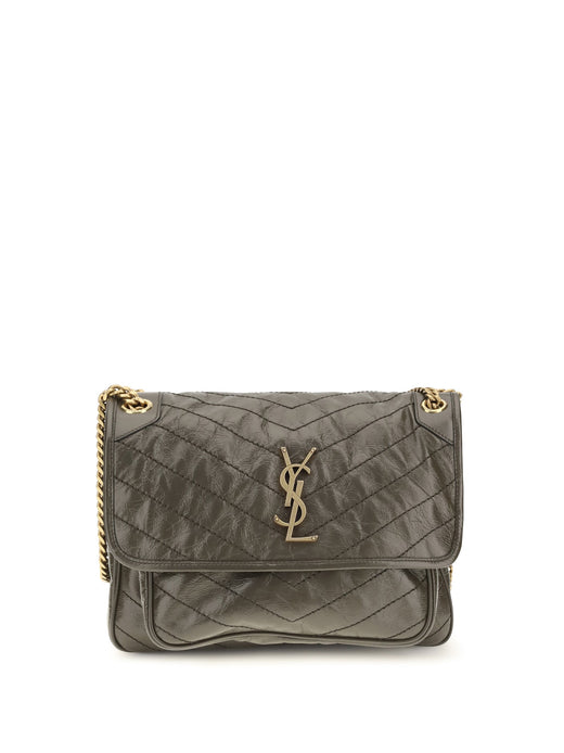 Saint Laurent Niki Shoulder Bag — Gray Calf Leather Bos Taurus