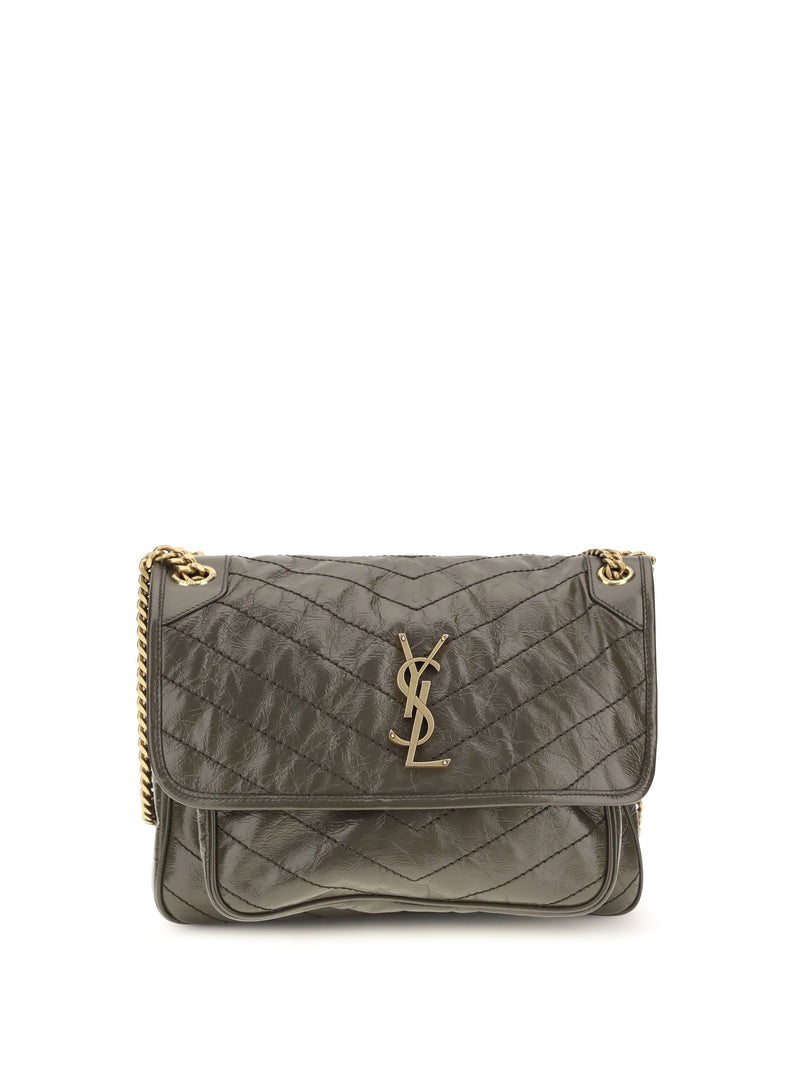 Saint Laurent Niki Shoulder Bag — Gray Calf Leather