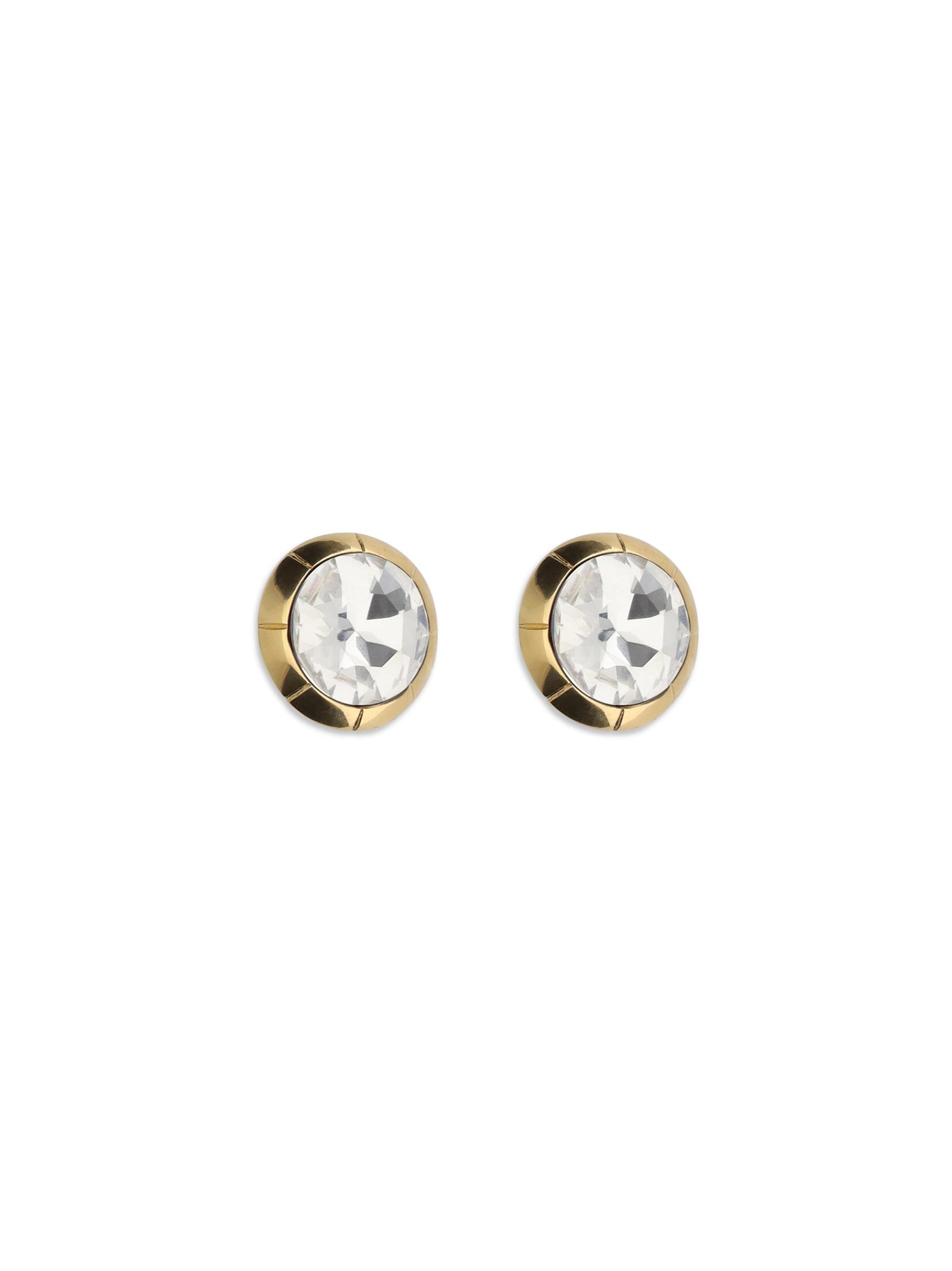 Alessandra Rich Round Crystal Clip-On Earrings — Gold Glass; Brass