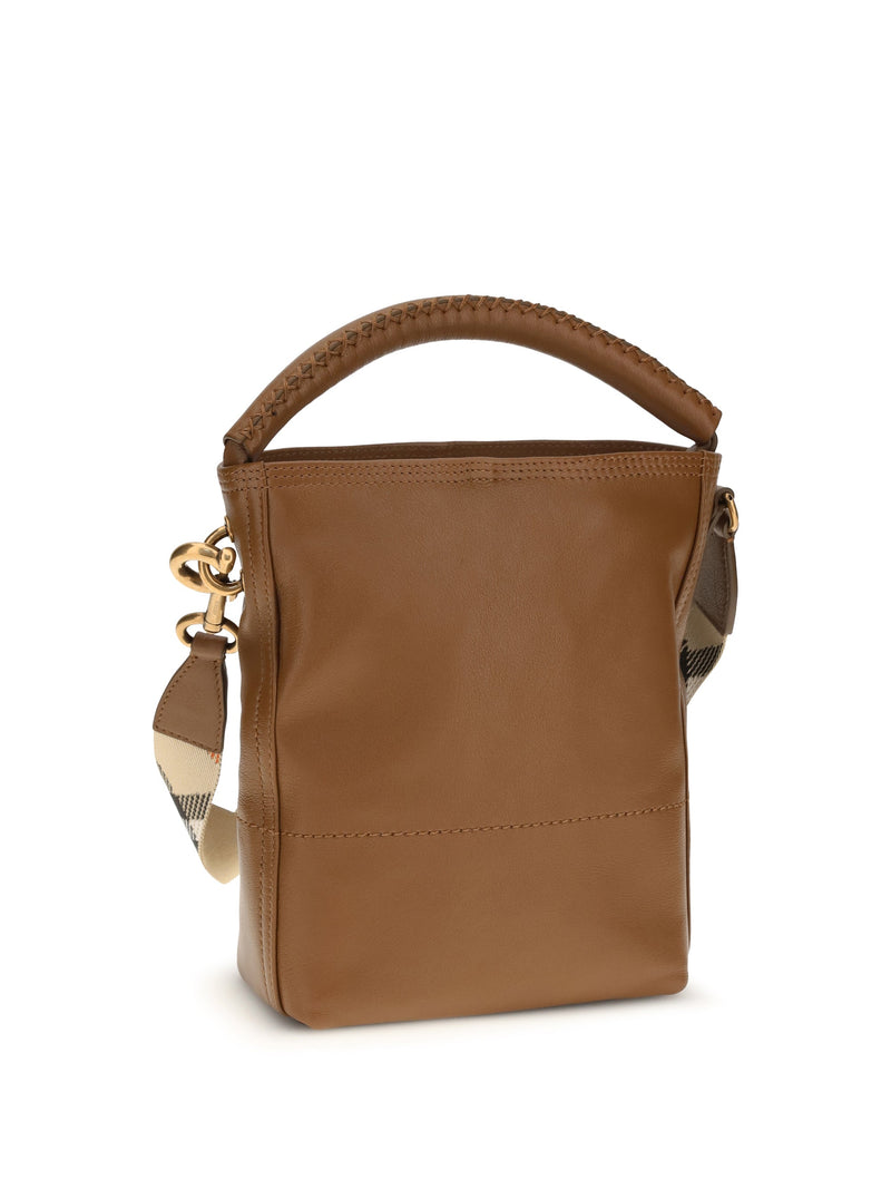Burberry B Clip Bucket Bag — Brown Calf Leather