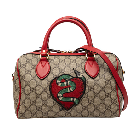 Limited Edition Small GG Supreme Kingsnake Heart Embroidered Satchel - Image 1