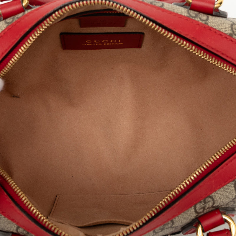Limited Edition Small GG Supreme Kingsnake Heart Embroidered Satchel - Image 4