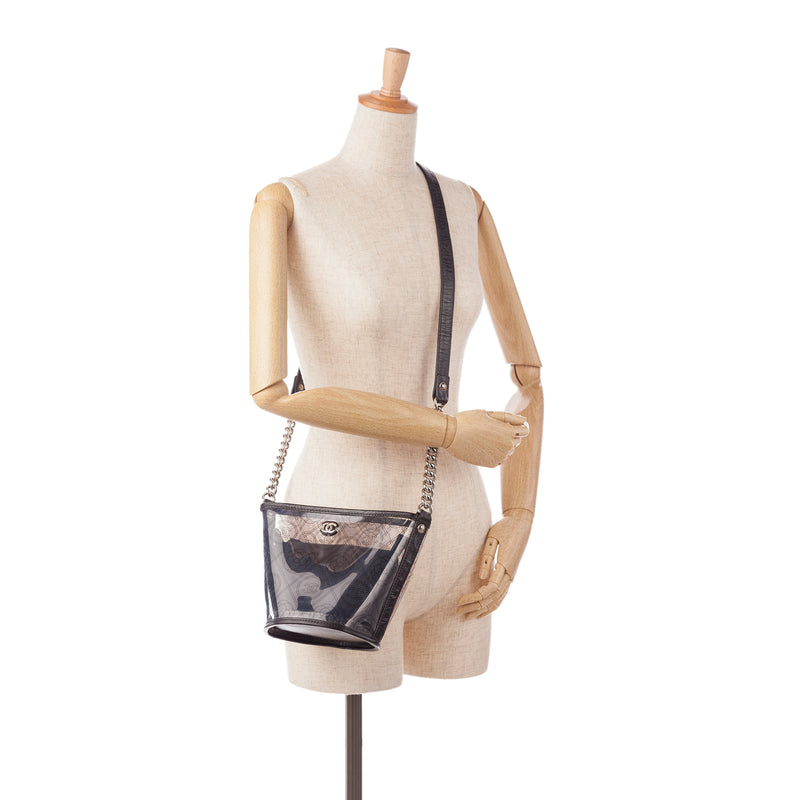 Crumpled Calfskin PVC Camellia Bucket - Image 9