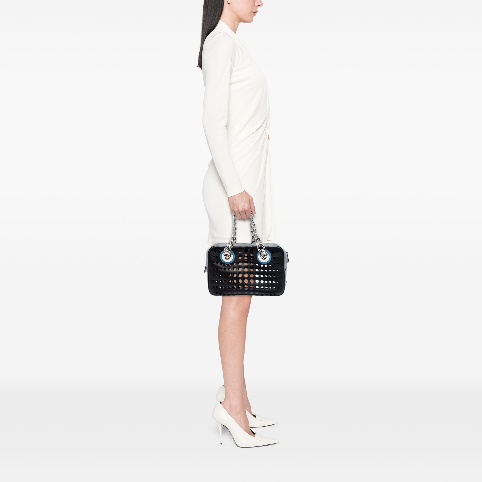 Perforated Leather City Fori Chain Handbag - Image 6
