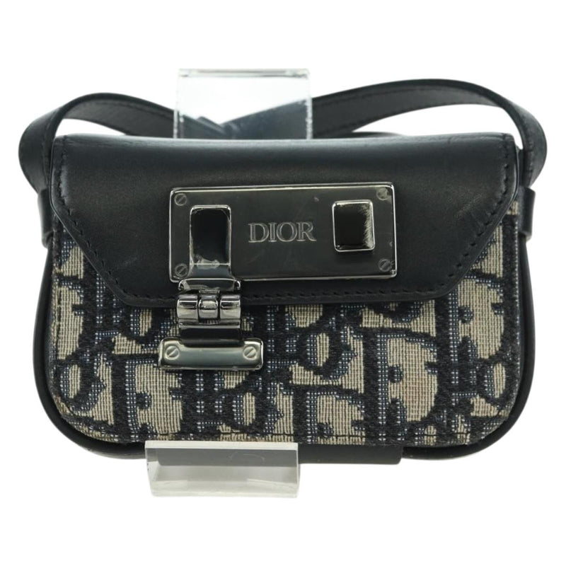 Christian Dior Clasp Lock Messenger Oblique Canvas And Leather Navy