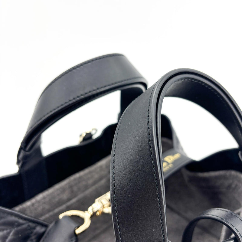 Christian Dior Toujours Macrocannage Quilt Calfskin Black Leather Bag