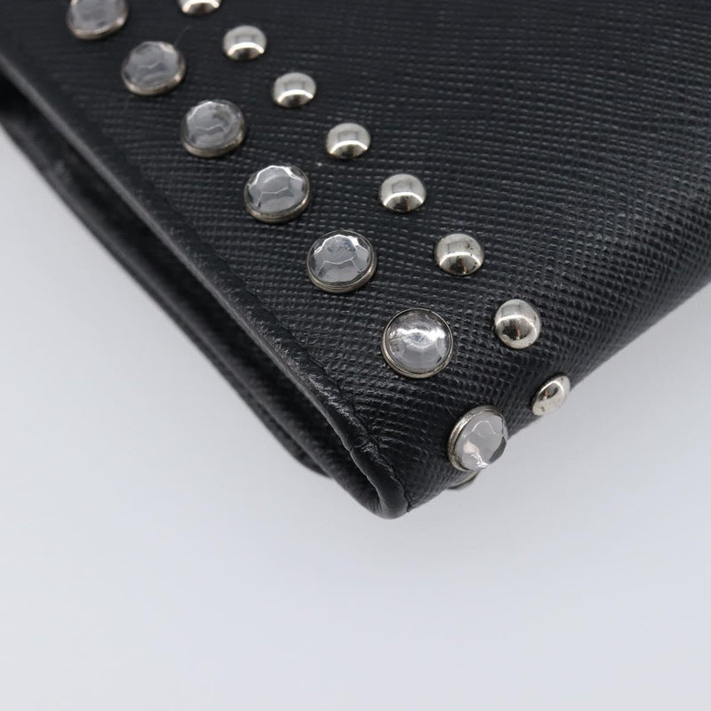 Prada Flap Studded Saffiano Leather Black Bag