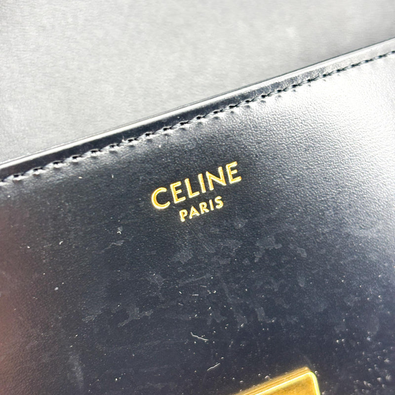 Celine Triomphe East-West Smooth Calfskin Black Leather Bag