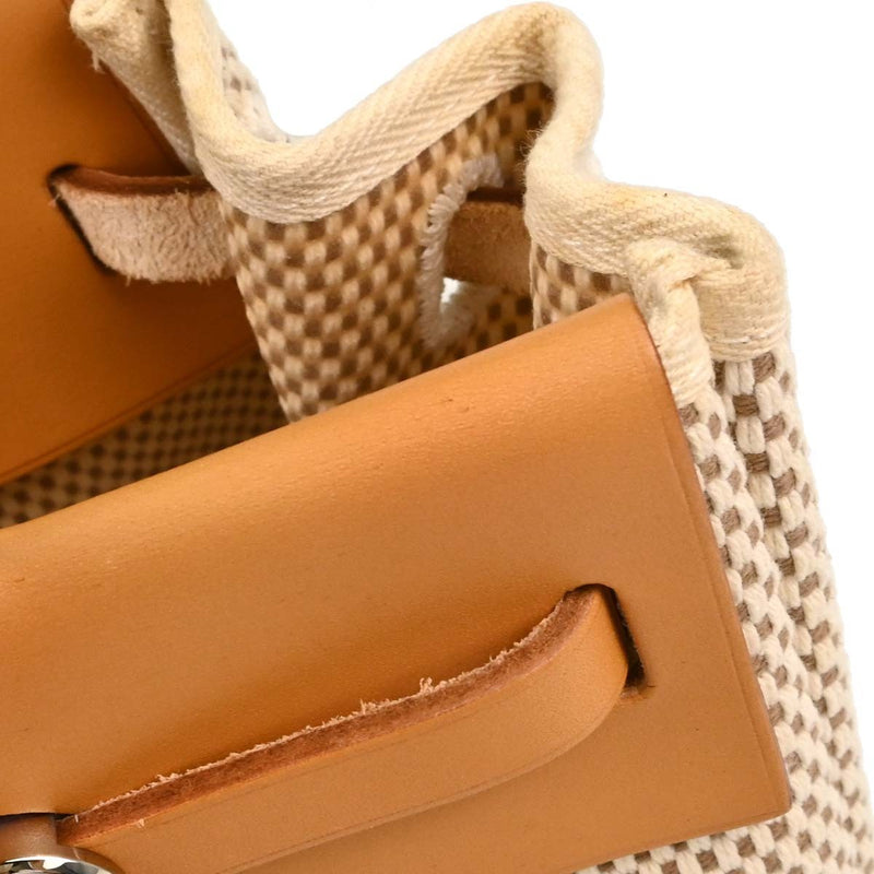 Hermes Herbag Cabas Toile And Leather Beige Canvas Bag