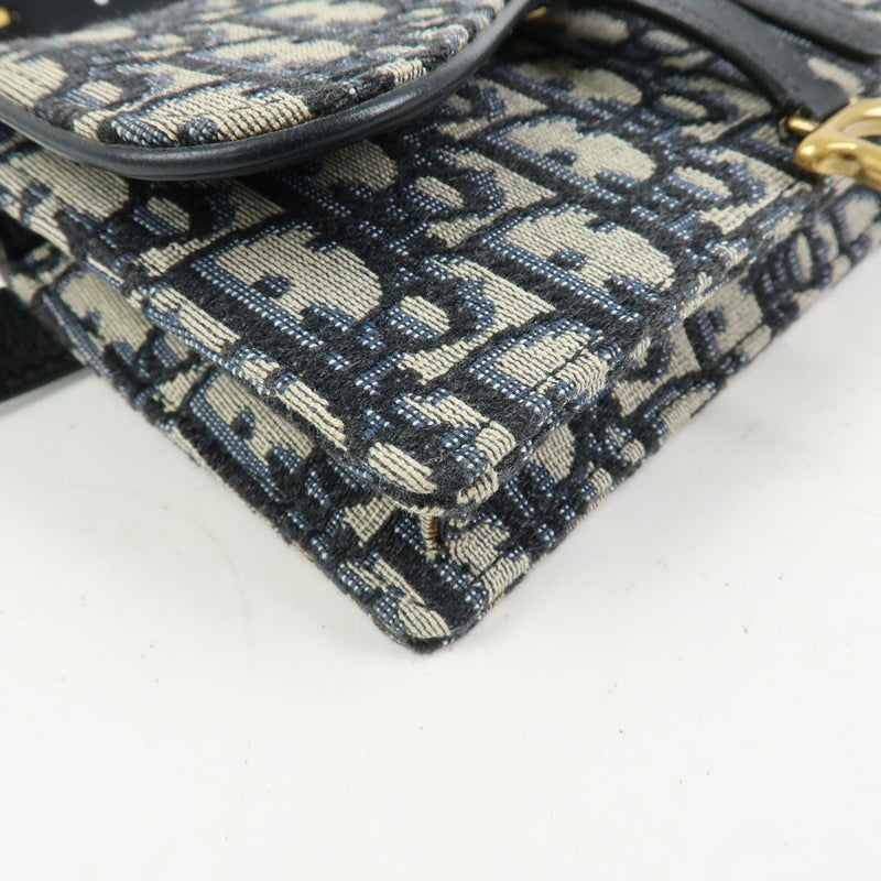Christian Dior Saddle Belt Oblique Canvas Navy Bag