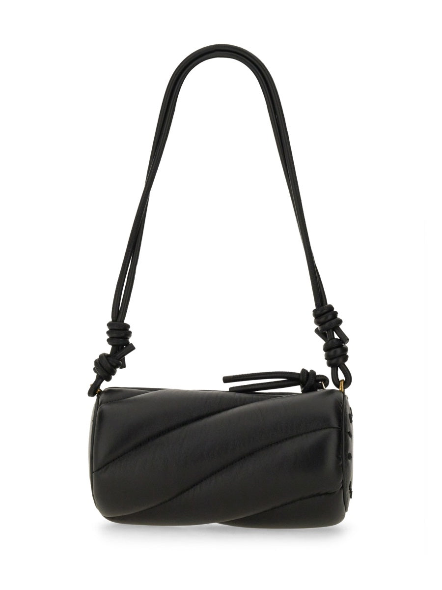 Fiorucci Mella Shoulder Bag — Black Leather Cotton