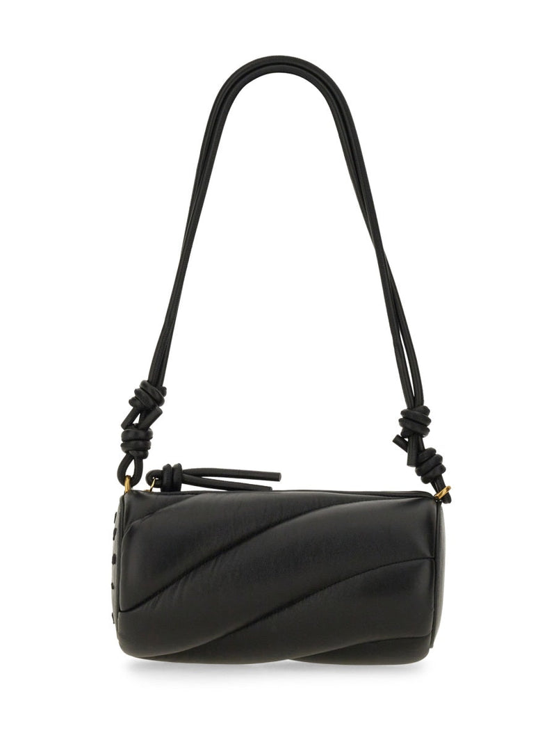 Fiorucci Mella Shoulder Bag — Black Leather Cotton