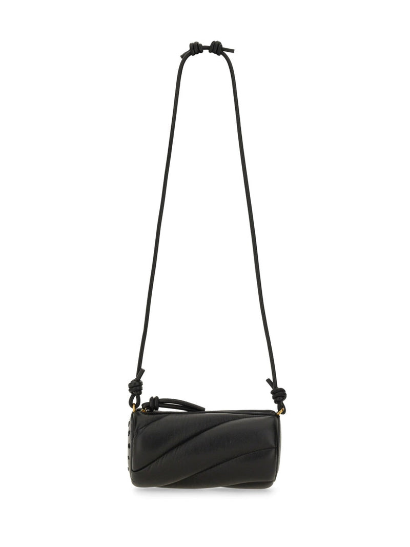 Fiorucci Mella Shoulder Bag — Black Leather Cotton