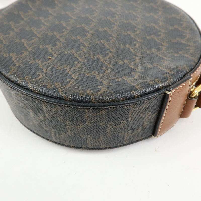 Celine Round Purse On Strap Triomphe Coated Canvas Brown Bag