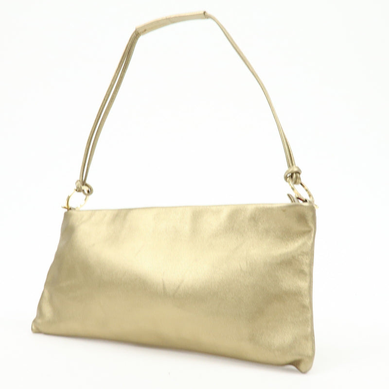 Salvatore Ferragamo Gancini Leather Gold Bag