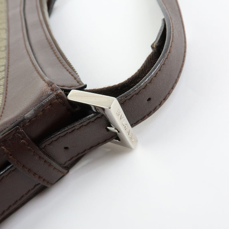 Bvlgari Logomania Canvas With Leather Khaki Bag