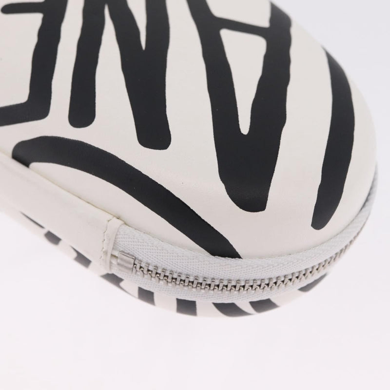 Chanel Coco Neige Zip Around Sunglasses Case With Chain Printed Leather White