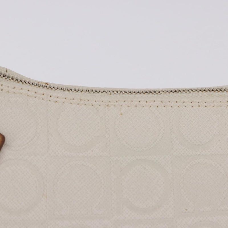 Salvatore Ferragamo Gancini Canvas And Leather White Bag