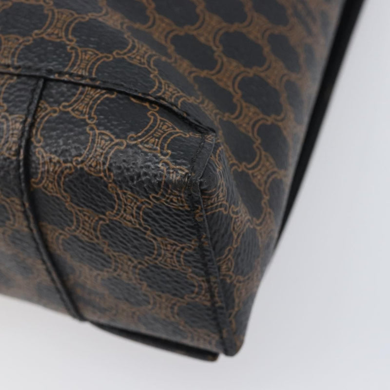 Celine Vintage Macadam Canvas And Leather Black Bag