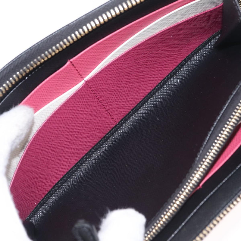Prada Zip Around Tab Saffiano Leather Black Accessory