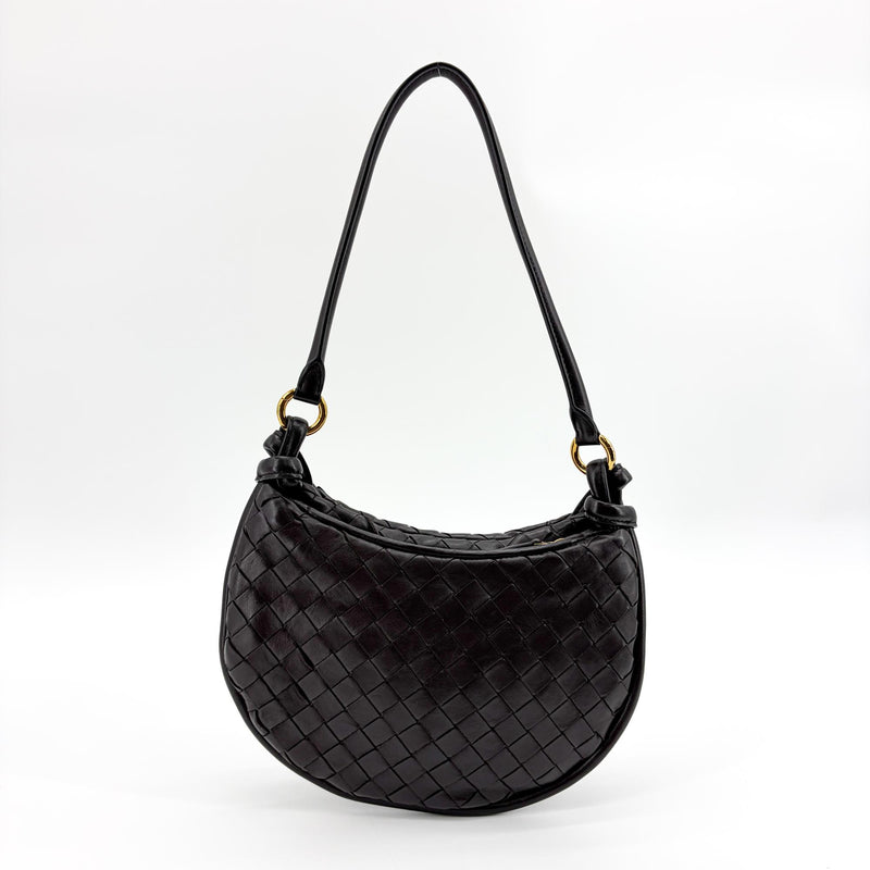 Bottega Veneta Gemelli Intrecciato Leather Black Bag