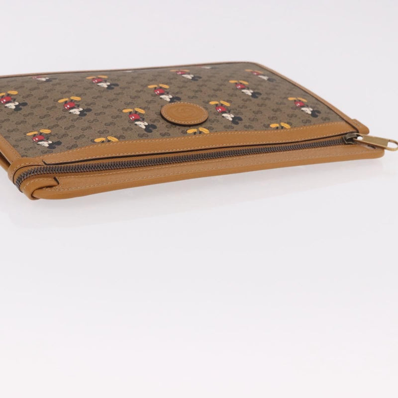Gucci Disney Mickey Mouse Front Zip Printed Mini Gg Coated Canvas Beige Bag