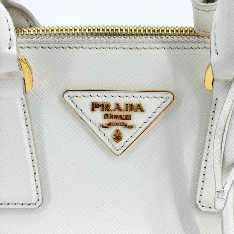 Prada Galleria Double Zip Saffiano Leather White Bag
