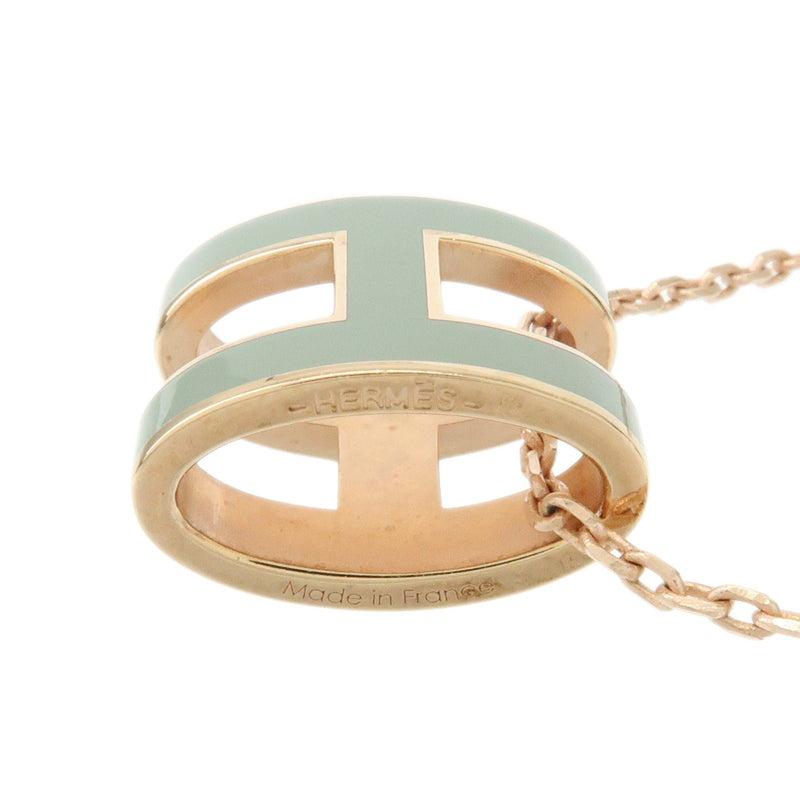 Hermes Pop H Pendant Chain Metal And Enamel Pink Rose_gold Bijoux