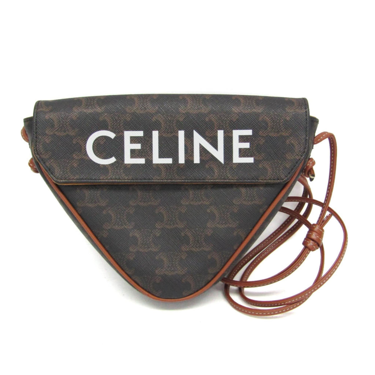 Celine Triangle Triomphe Coated Canvas Brown Bag