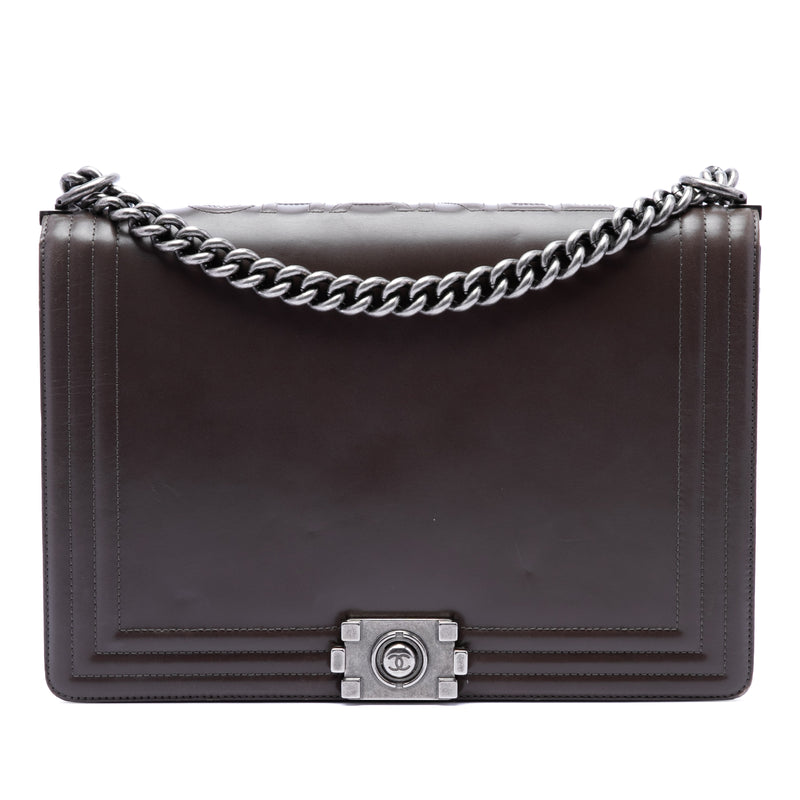 Large Glazed Calfskin Boy Flap