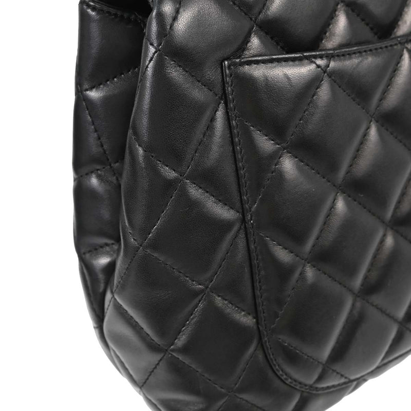 Chanel Vintage Classic Top Handle Flap Quilted Lambskin Black Leather Bag
