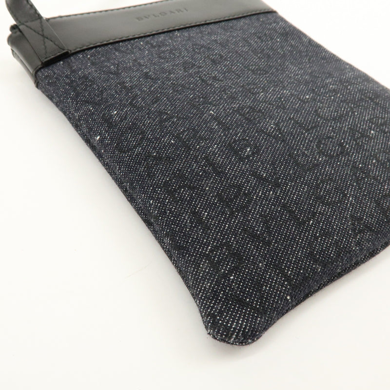 Bvlgari Logomania Canvas With Leather Black Denim_jeans Bag