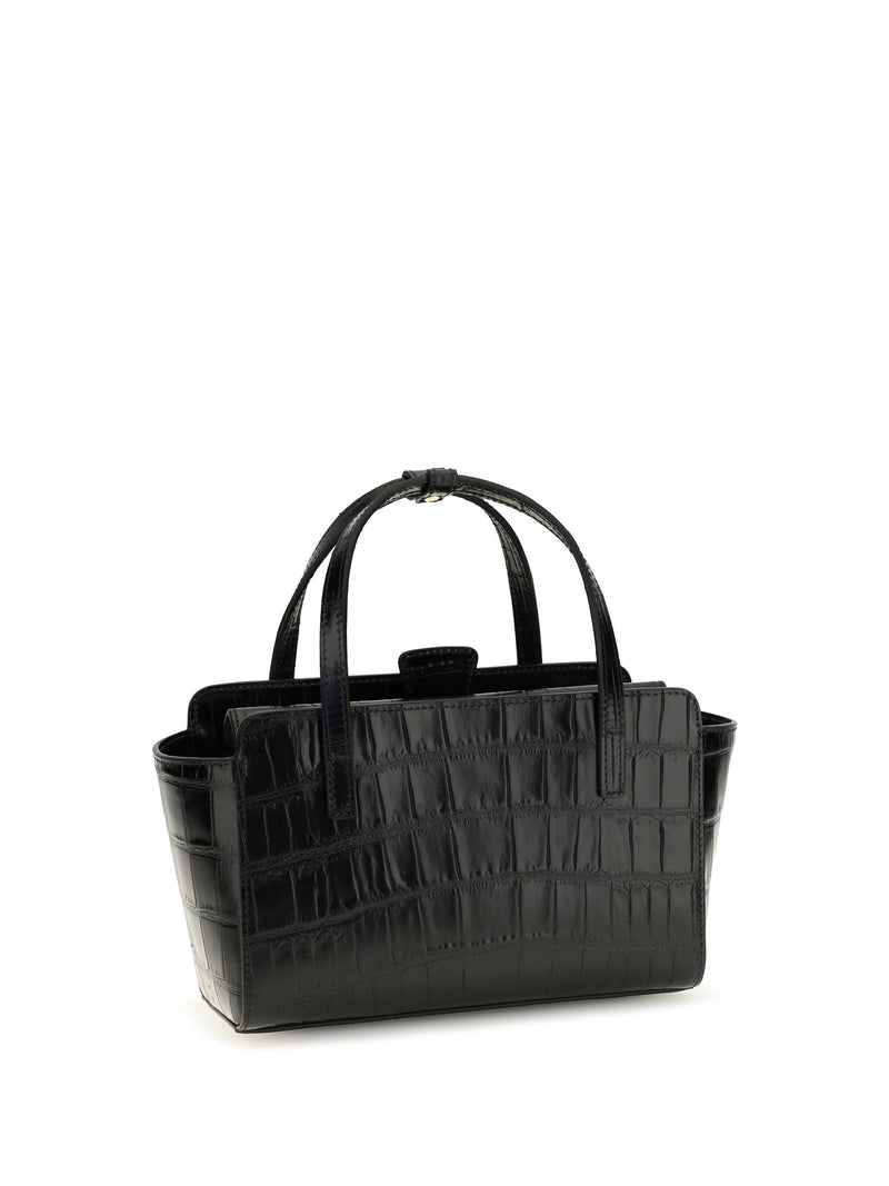 Hidesins Crocodile-Embossed Calfskin Shoulder Bag — Black Calf Leather