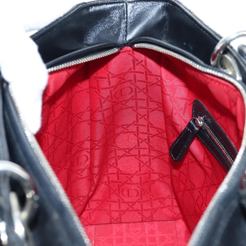 Christian Dior Lady Lambskin Black Leather Bag