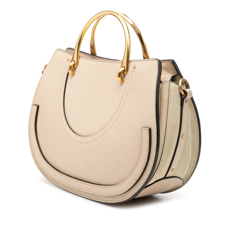 Medium Calfskin Suede Pixie Signature Satchel - Image 2