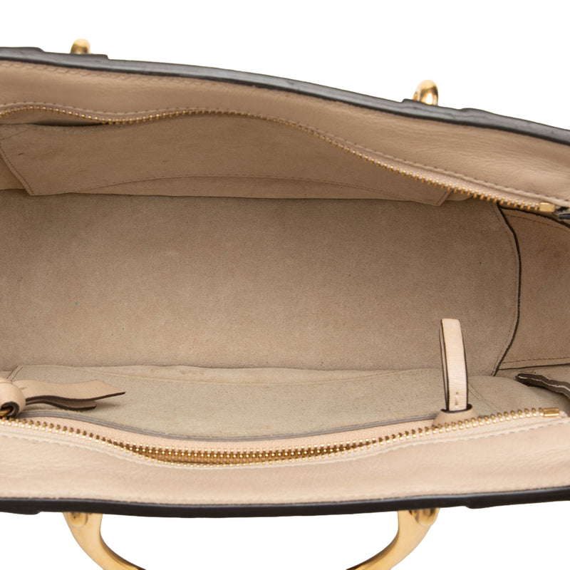 Medium Calfskin Suede Pixie Signature Satchel - Image 4