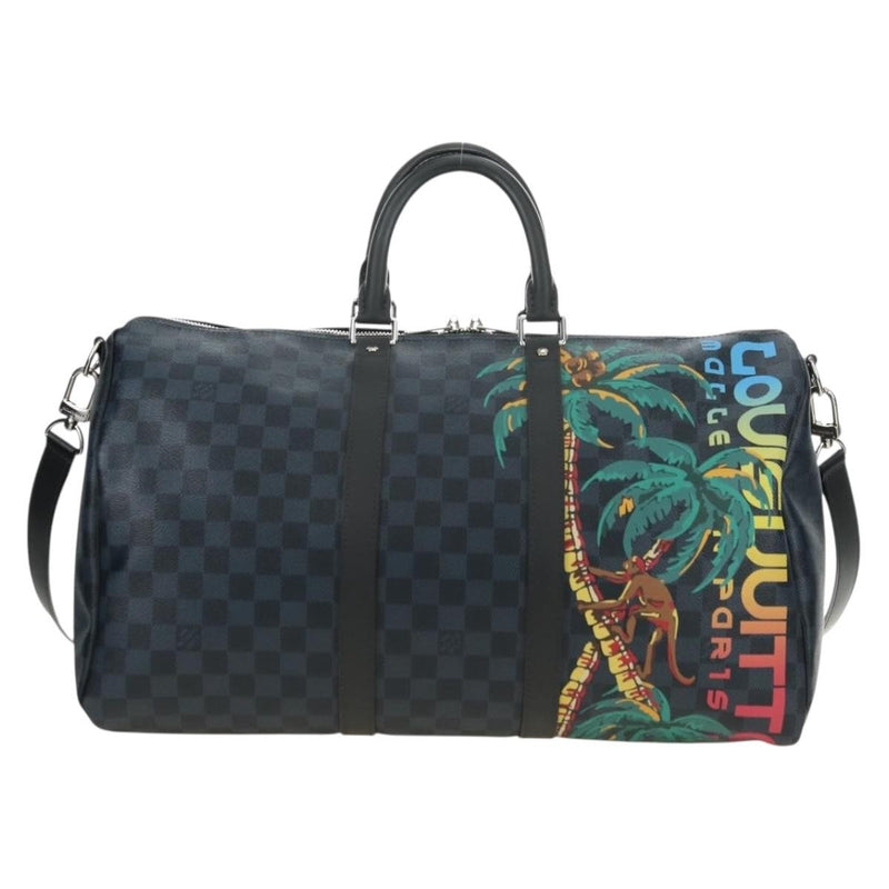 Louis Vuitton Keepall Bandouliere Limited Edition Damier Cobalt Jungle Blue Canvas Bag