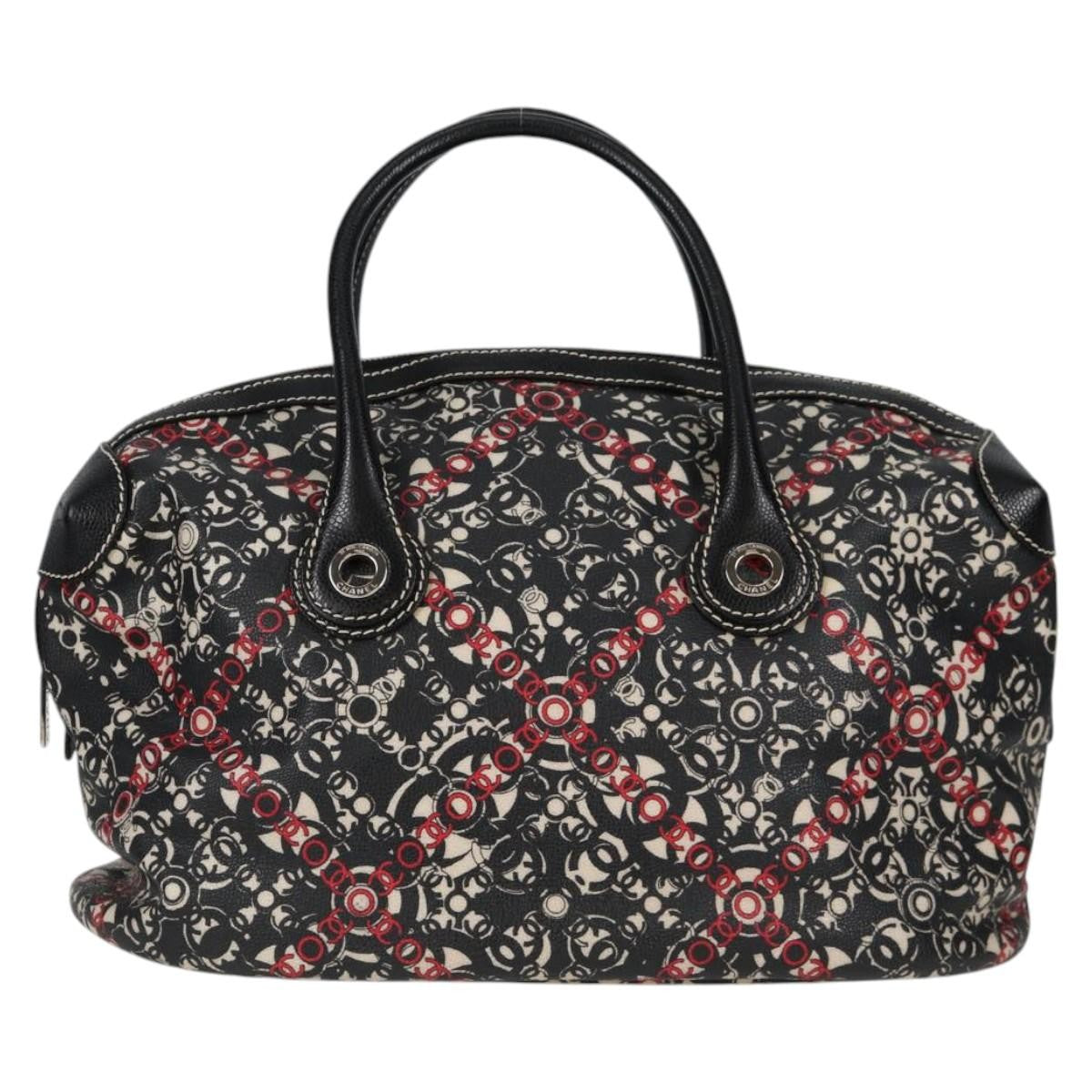 Chanel Optic Coco Bowler Printed Coated Canvas With Caviar Black Bag