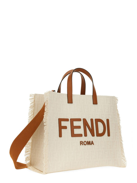 Fendi Ff Shoulder Bag — Beige Cotton