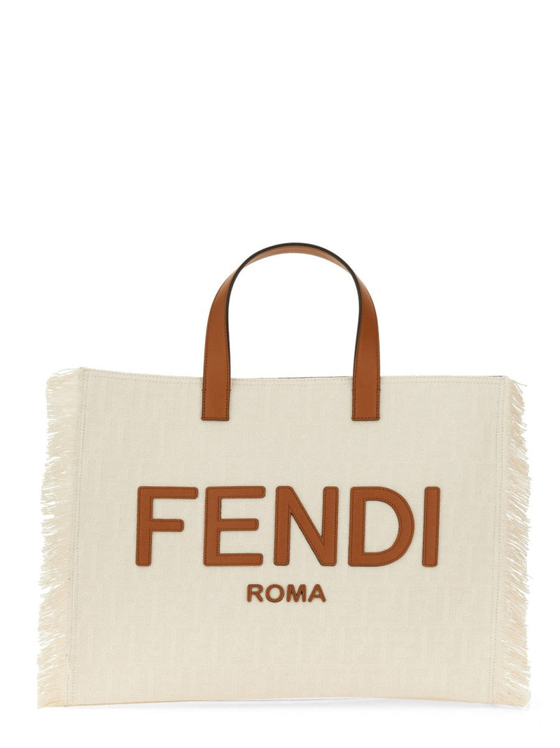 Fendi Ff Shoulder Bag — Beige Cotton