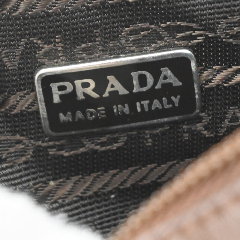 Prada Logo Pouch Leather Brown