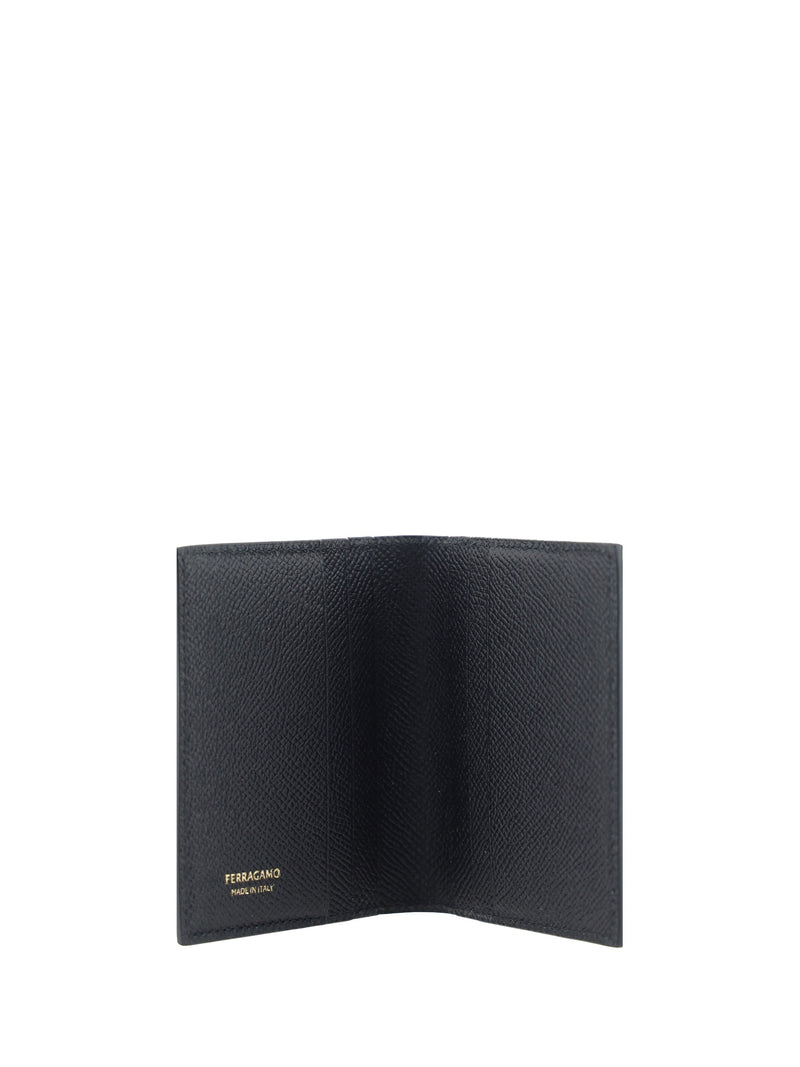 Ferragamo Revival Card Holder — Black Calf Leather Bos Taurus Wallet